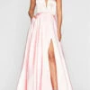 Faviana Long Charmeuse Strapless Dress in Millennial Pink - women