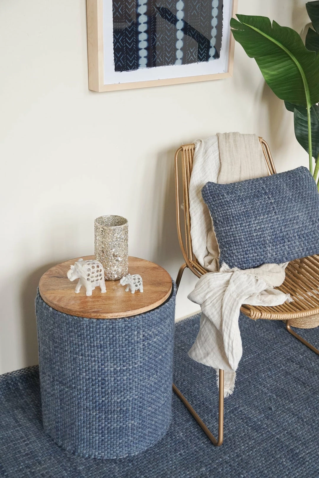 Anaya Home Handwoven Luxe Indigo Storage Side Table 3 Anaya Home Handwoven Luxe Indigo Storage Side Table - Image 3