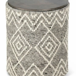 Anaya Home Handwoven Grey Diamond Storage Side Table