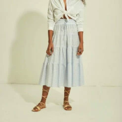 Deluc Carmen Maxi Skirt in Blue/White - women