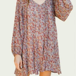 Storia Floral-Print Georgette Mini Dress In Taupe Multi - women