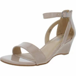 POP Strasberg Womens Wedge Ankle Strap Dress Sandals