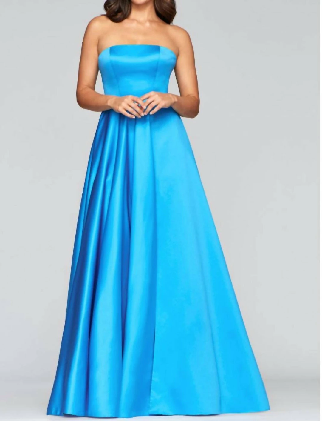 Faviana Satin Strapless Ball Gown in Sea Blue - women 1 Faviana Satin Strapless Ball Gown in Sea Blue - women
