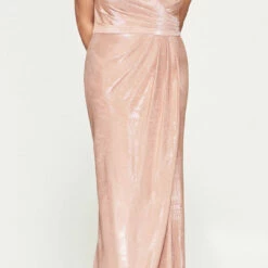 Faviana Off The Shoulder Metallic Gown in Rose Gold - women