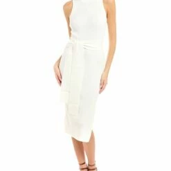 Toccin Racer Front Tie Midi Dress - women