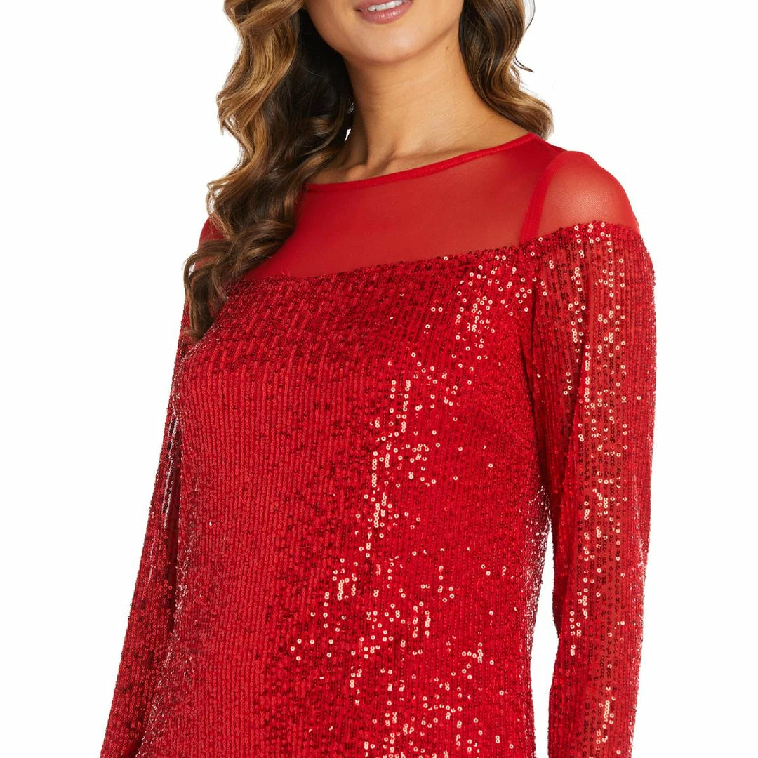 R&M Richards Womens Illusion Sequined Sheath Dress 2 R&M Richards Womens Illusion Sequined Sheath Dress - Image 2