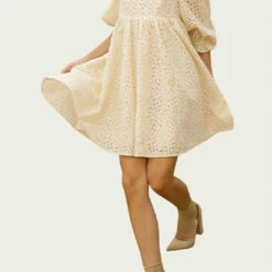 Storia Crochet-Lace Baby Doll Mini Dress In Vanilla - women