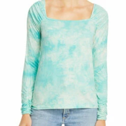 Single Thread Womens Tie-Dye Ruched Pullover Top