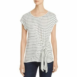 Single Thread Womens Striped Crewneck Wrap Top