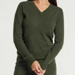 Anatomie Etta Cashmere V-Neck Sweater in Army Green - women
