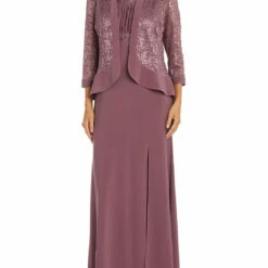 R&M Richards Womens 2PC Sequined Dress With Jacket