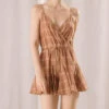 Storia Plaid Drawstring Waist Romper in Brown - women