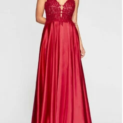 Faviana Long Charmeuse Dress in Red - women