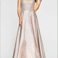 Faviana Metallic Jersey Gown in Copper - women