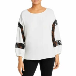 Single Thread Womens Lace Inset Bishop Sleeves Blouse