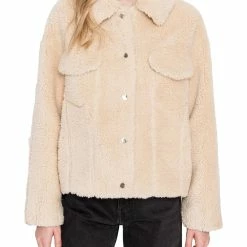 LAMARQUE Akina Womens Faux Shearling Lightweight Faux Fur Coat
