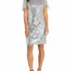 R&M Richards Womens Sequined Capelet Cocktail and Party Dress