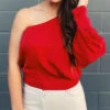 Deluc Tarantino Asymmetric Top in Scarlet - women