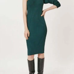 Deluc Bucci Asymmetric Dress in Basil Green - women