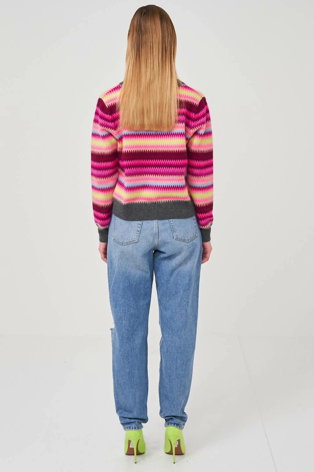 Brodie Cashmere Lottie Fairisle Top in Derby Grey - women 3 Brodie Cashmere Lottie Fairisle Top in Derby Grey - women - Image 3