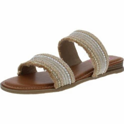 POP Travel Womens Embellished Slip On Wedge Sandals