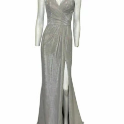 Faviana Classic Metallic Gown in Platinum - women