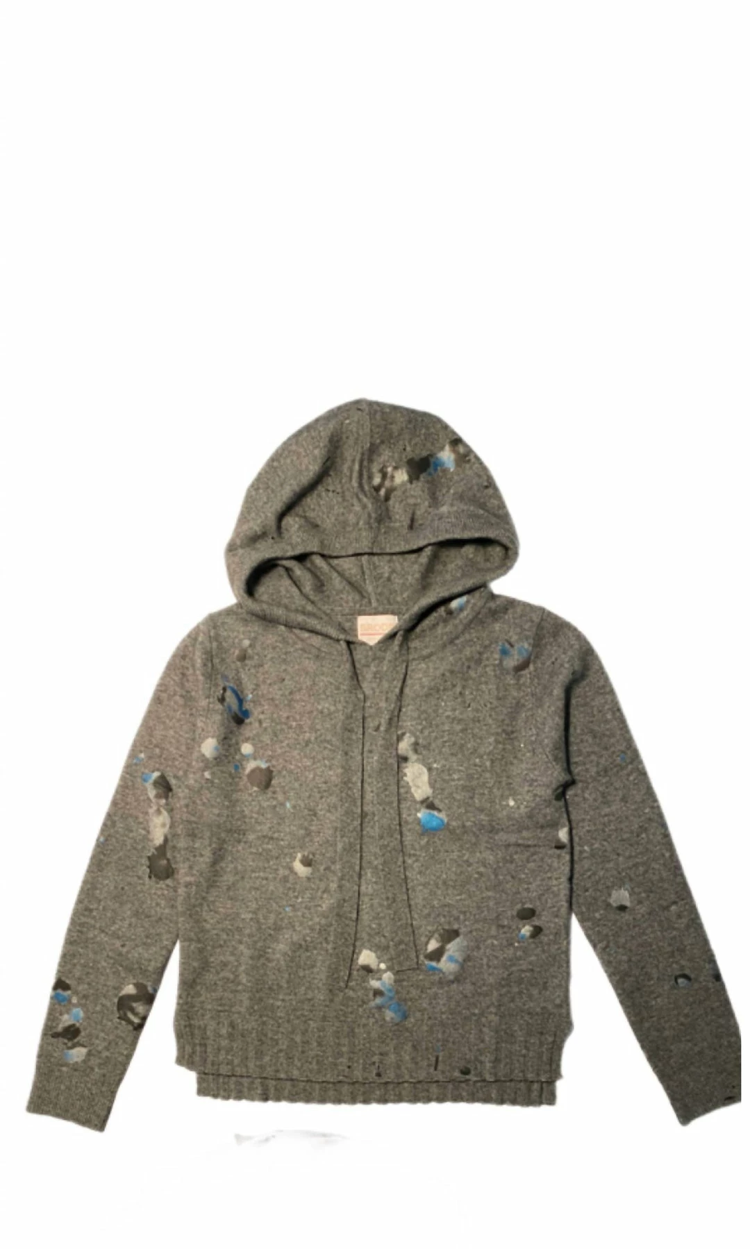 Brodie Cashmere Splatter Hoodie in Mid Grey - women 1 Brodie Cashmere Splatter Hoodie in Mid Grey - women