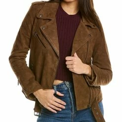 LAMARQUE Belted Suede Biker Jacket - women