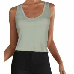 AMO Womens Cropped Rib Tank Top