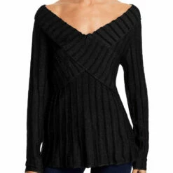 Single Thread Womens Lurex Off The Shoulder Pullover Sweater