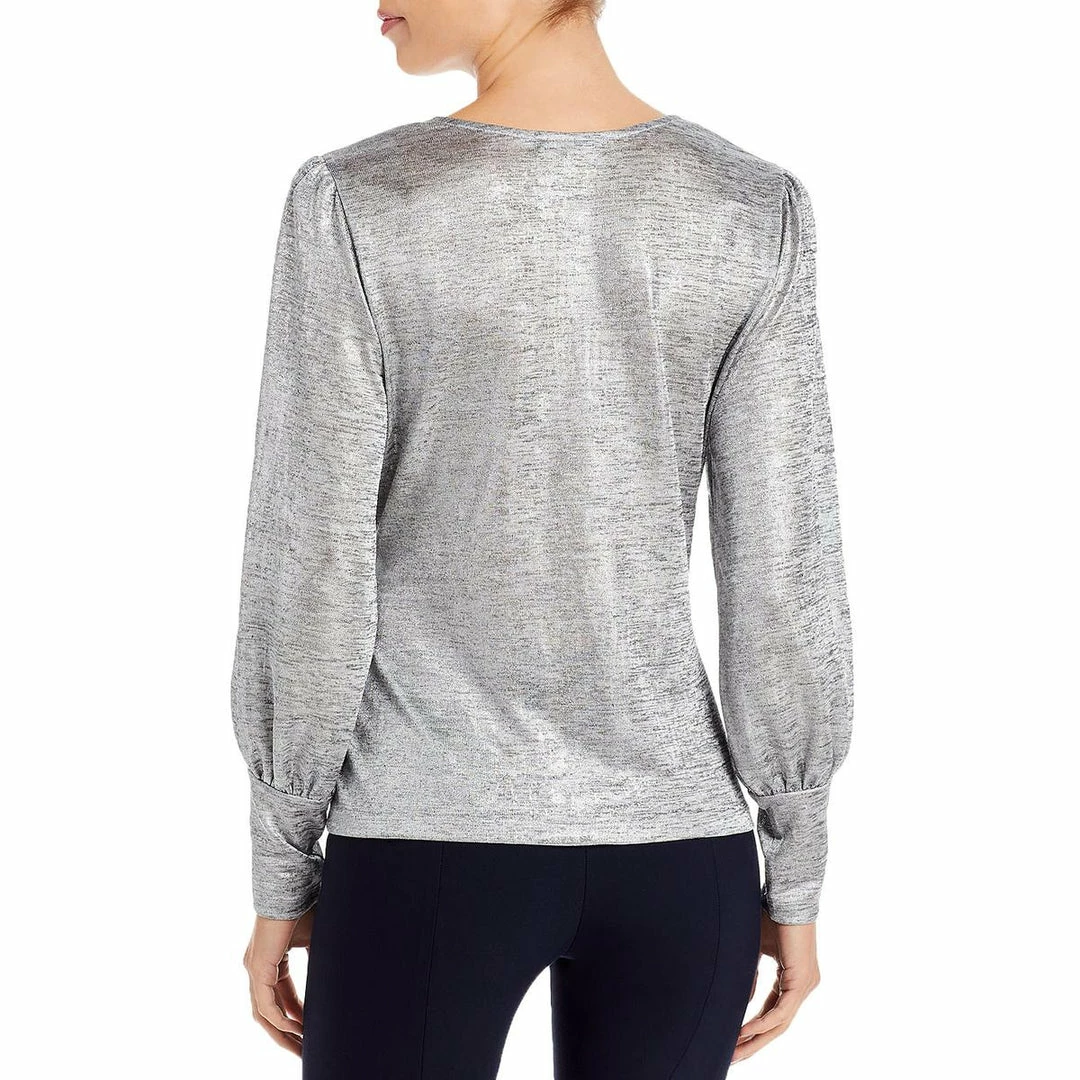 Single Thread Womens Metallic V Neck Pullover Top 2 Single Thread Womens Metallic V Neck Pullover Top - Image 2