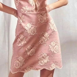 Storia LACE PEEKABOO MINI DRESS in Dusty Rose - women