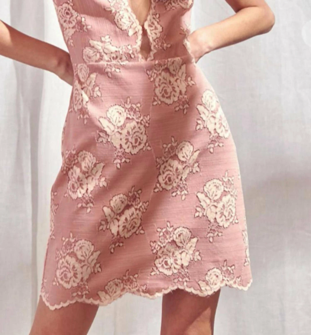 Storia LACE PEEKABOO MINI DRESS in Dusty Rose - women 1 Storia LACE PEEKABOO MINI DRESS in Dusty Rose - women