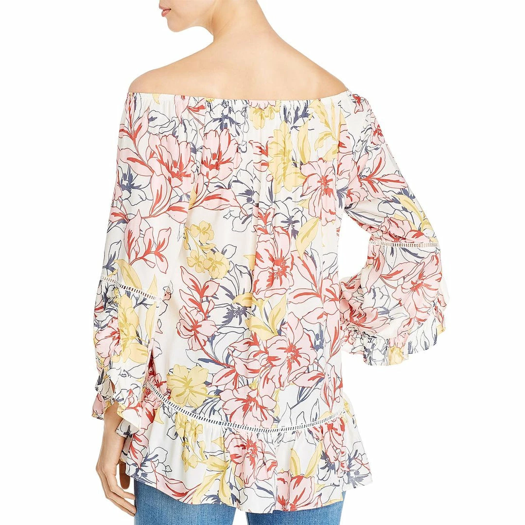 Single Thread Womens Floral Print Gingham Peplum Top 2 Single Thread Womens Floral Print Gingham Peplum Top - Image 2