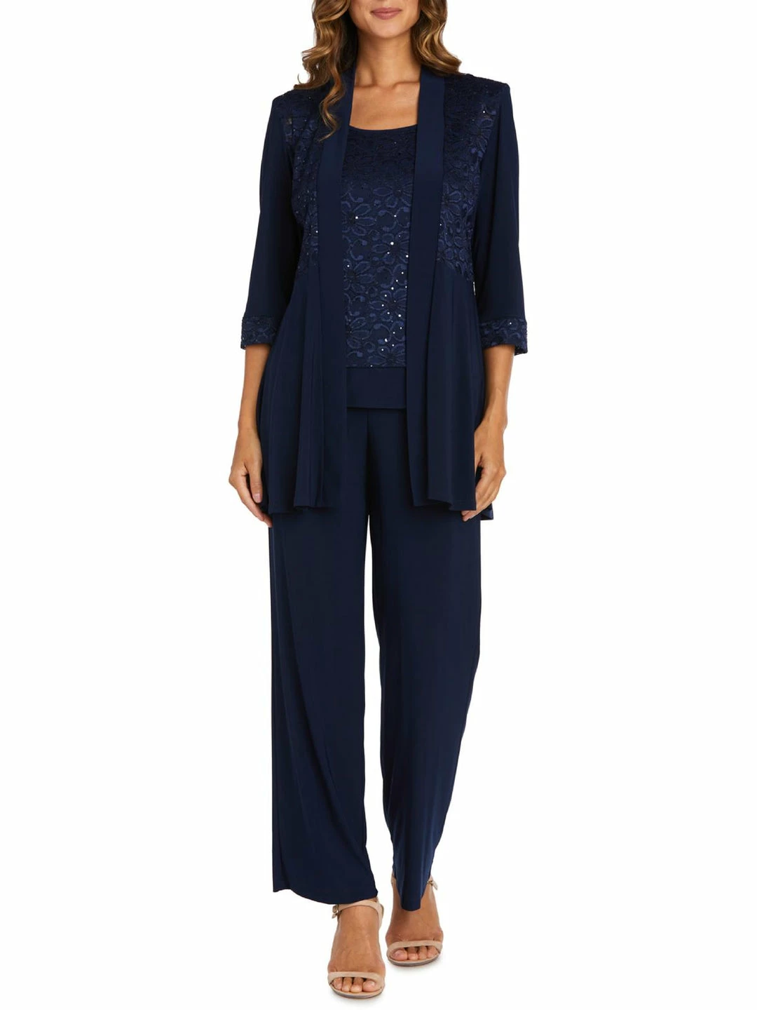 R&M Richards Womens Lace Sequined Pant Suit 4 R&M Richards Womens Lace Sequined Pant Suit - Image 4