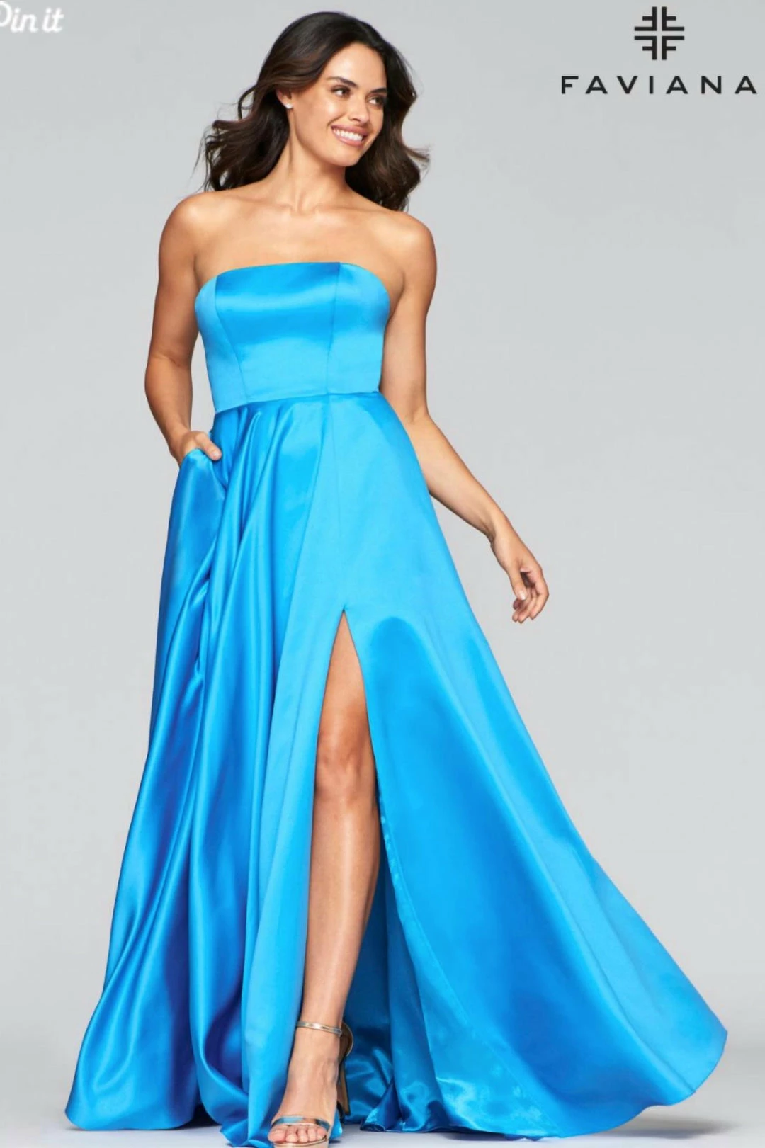 Faviana Satin Strapless Ball Gown in Sea Blue - women 3 Faviana Satin Strapless Ball Gown in Sea Blue - women - Image 3