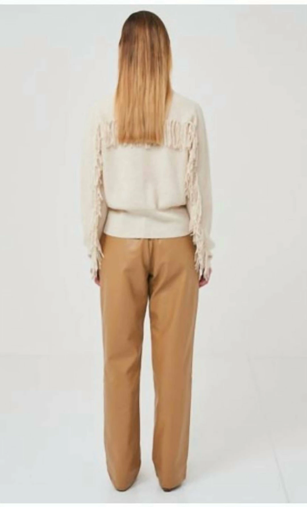 Brodie Cashmere Sophia Fringe Sweater in Antique White - women 2 Brodie Cashmere Sophia Fringe Sweater in Antique White - women - Image 2