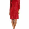 R&M Richards Womens Illusion Sequined Sheath Dress