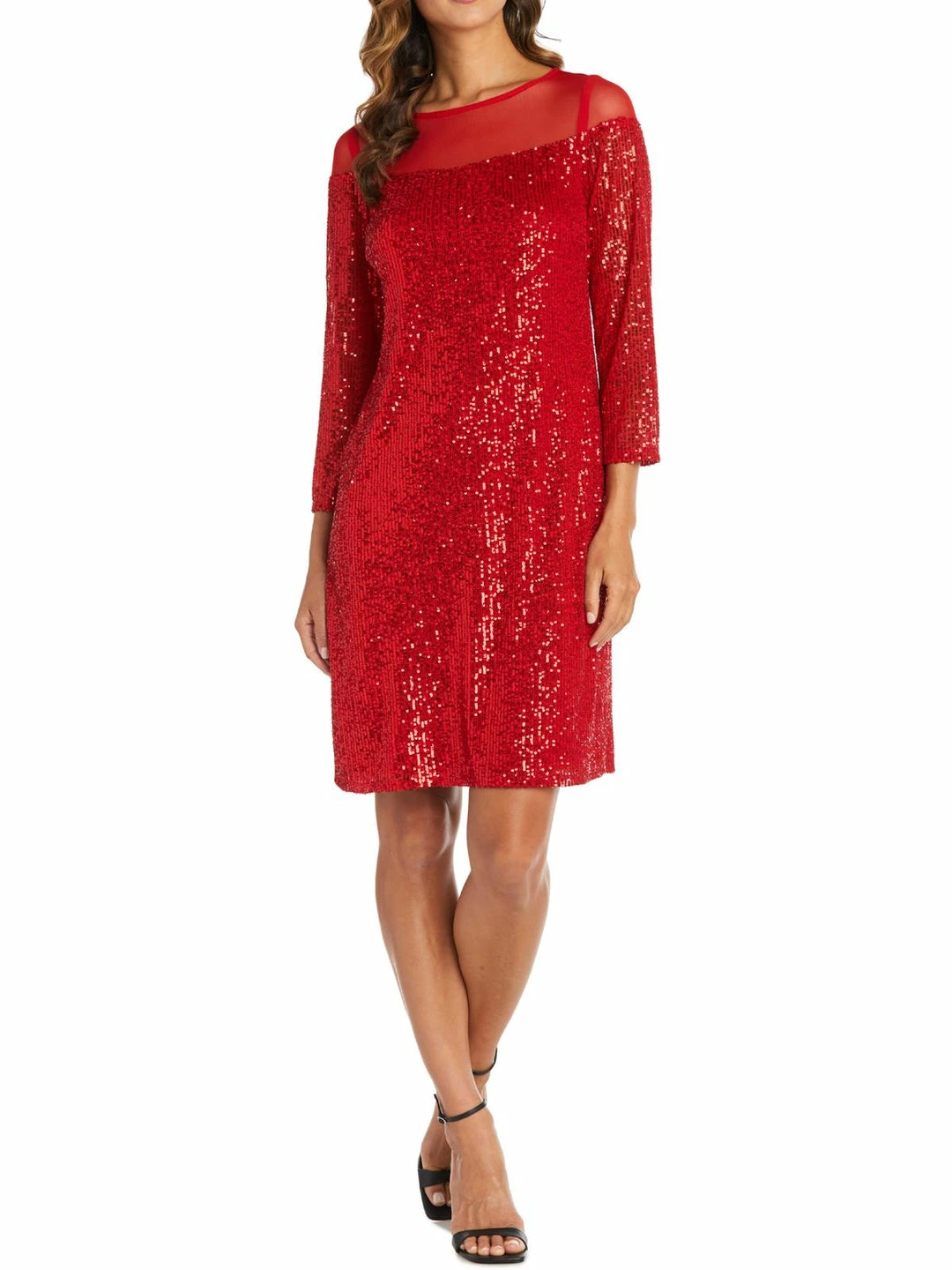 R&M Richards Womens Illusion Sequined Sheath Dress 1 R&M Richards Womens Illusion Sequined Sheath Dress
