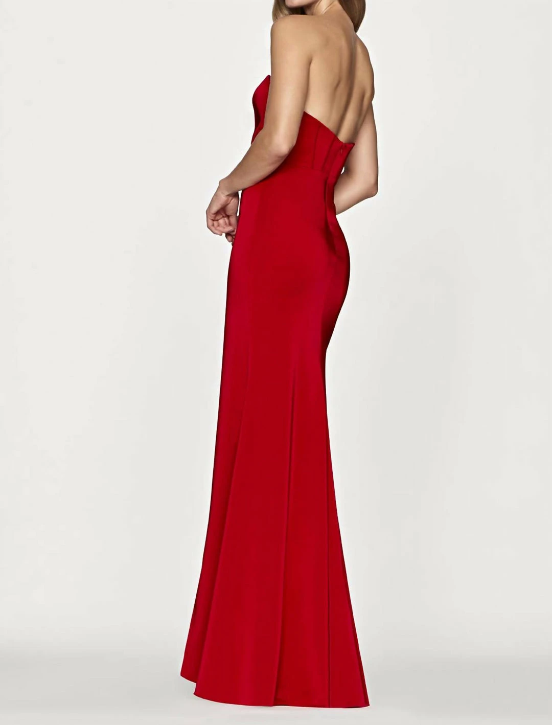 Faviana Strapless Stretch Faille Satin Dress in Red - women 3 Faviana Strapless Stretch Faille Satin Dress in Red - women - Image 3