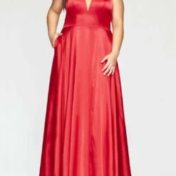 Faviana Charmeuse Dress in Red - women