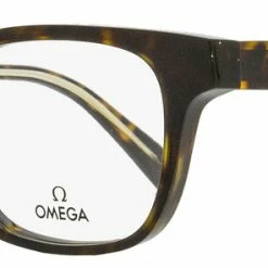 Omega Men's Rectangular Eyeglasses OM5004H 052 Dark Havana/Crystal 52mm