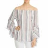 Single Thread Womens Woven Striped Peasant Top
