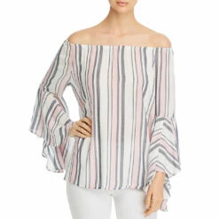 Single Thread Womens Woven Striped Peasant Top