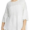 Single Thread Plus Womens Eyelet Tiered Blouse
