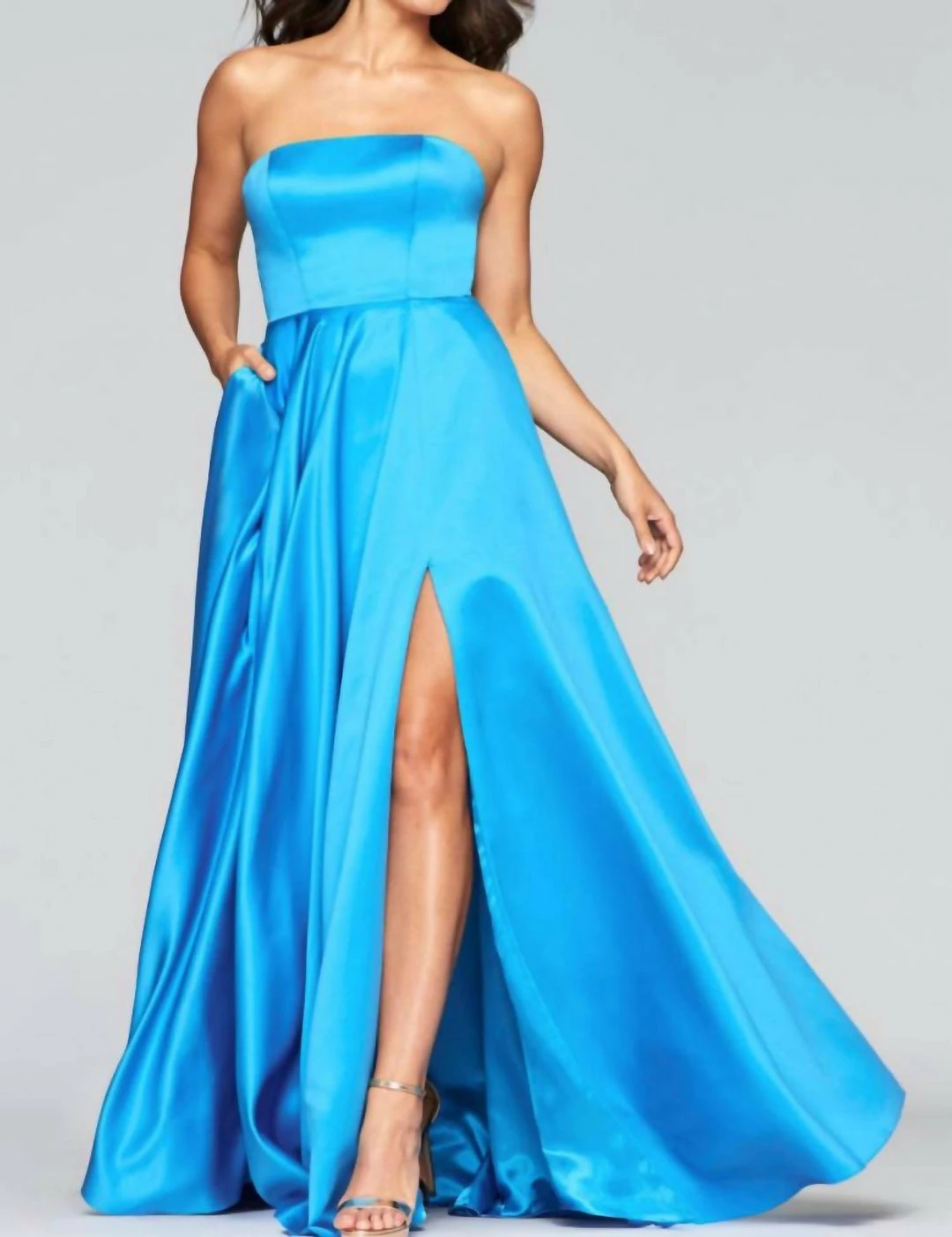 Faviana Satin Strapless Ball Gown in Sea Blue - women 2 Faviana Satin Strapless Ball Gown in Sea Blue - women - Image 2