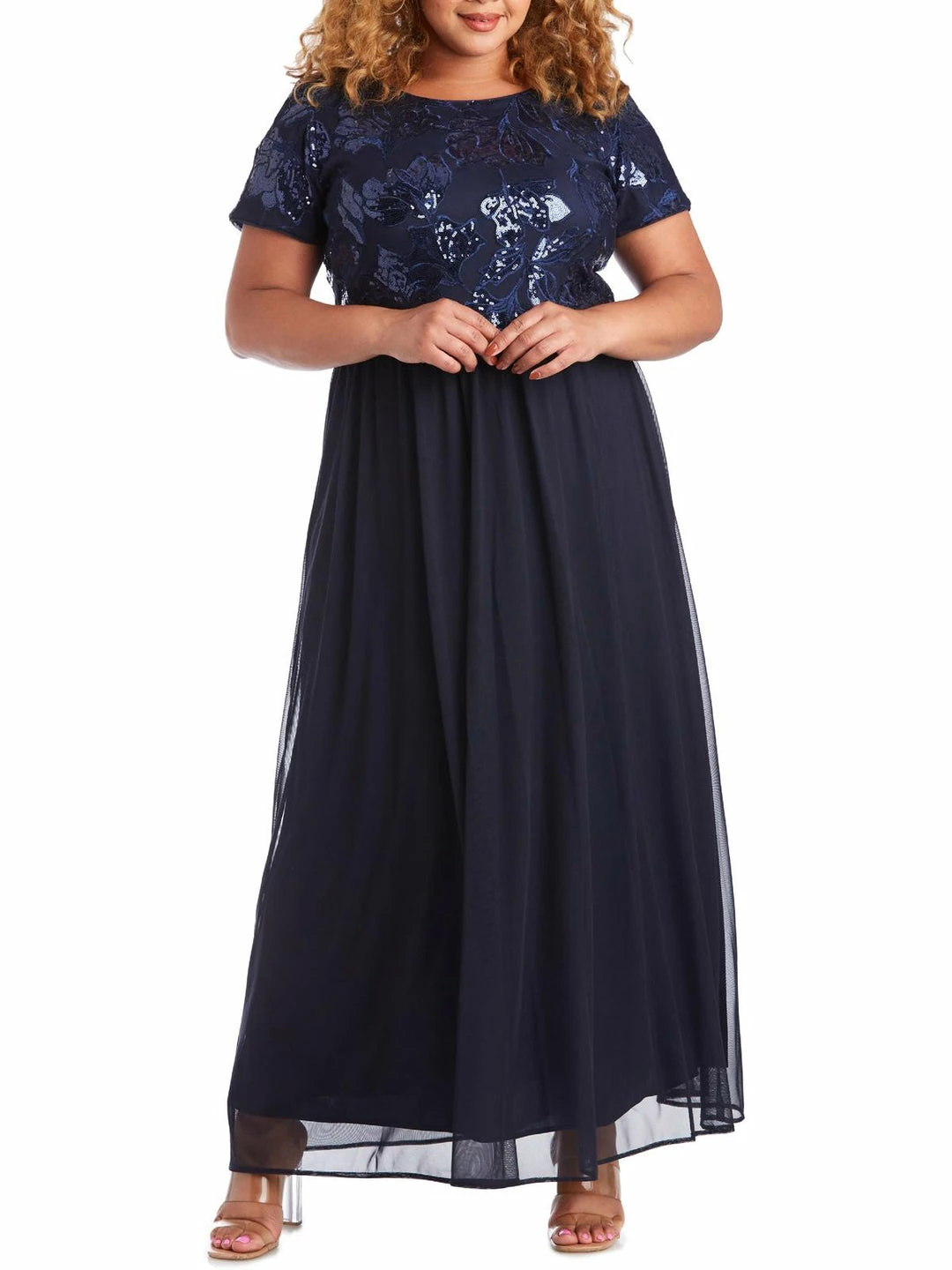 R&M Richards Plus Womens Sequined Formal Evening Dress 2 R&M Richards Plus Womens Sequined Formal Evening Dress - Image 2