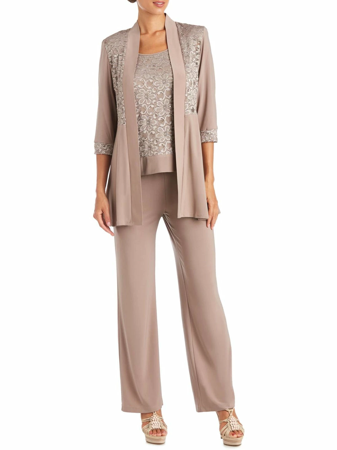R&M Richards Womens Lace Sequined Pant Suit 1 R&M Richards Womens Lace Sequined Pant Suit