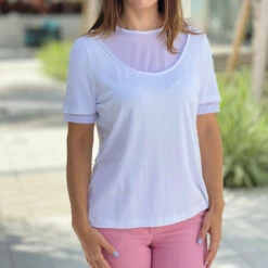 Anatomie Amabela Double Mesh Insert T-Shirt in White - women