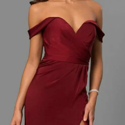Faviana Off The Shoulder Cocktail Dress in Wine - women